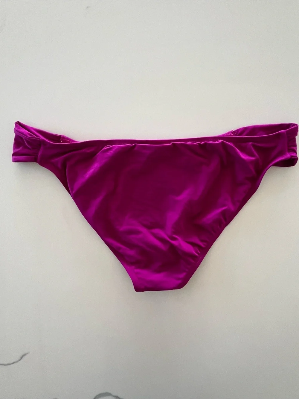 L*Space Solid Magenta Berry Ruched Side Full Cut Bikini Bottoms Size Large